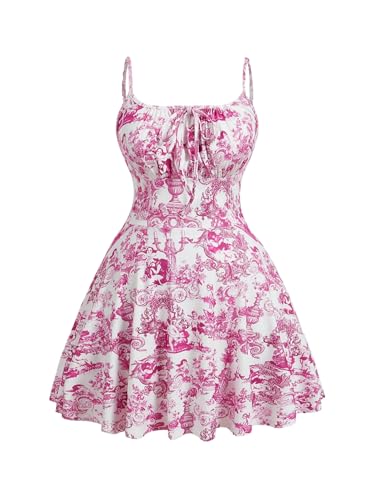 Image of Verdusa Women's Plus Size Floral Summer Dresses Boho Short Sundress Holiday Cami Flowy Dress