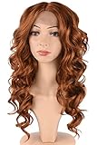 Tofafa Auburn Brown Synthetic Lace Front Wigs for Women,Curly Wavy Hair Wig Daily Costume (18 inches,#30)