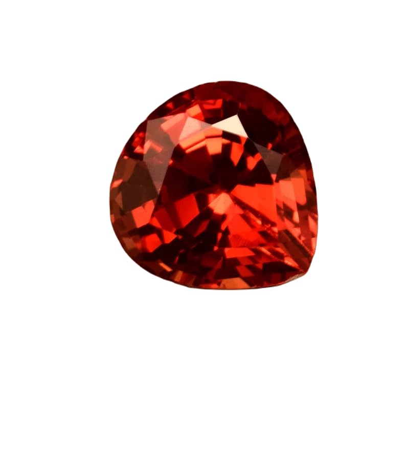 Saphir orange naturel en cœur 9x9mm pour création de bijoux DIY