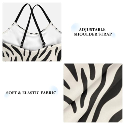 Zebra Stripes Black Beige Girls One Piece Swimsuit Beach Swimwear 208618053