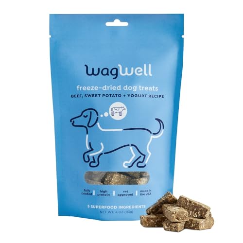 WagWell Freeze-Dried Treats - Beef, Sweet Potato, + Yogurt Recipe - Fully Cooked, High Protein Made in The USA - Minimally Processed & Vet Approved