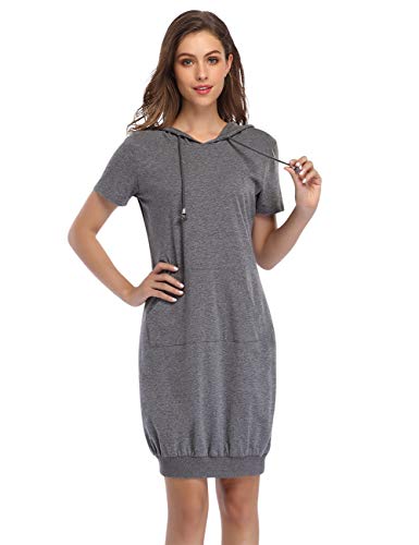 MISSKY Women's Pullover Hooded Kangaroo Pocket Sweatshirt Casual Hoodie Dress2