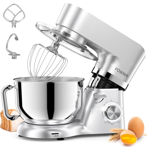 Stand Mixer, POWWA 7.5 Quart Electric Mixer, 6+1 Speed 660W Tilt-Head Kitchen Food Mixers with...