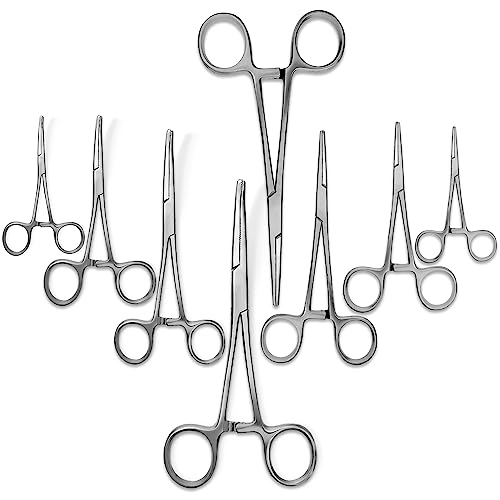 SURGICAL ONLINE Ultimate Hemostat Set, 8 Piece, Curved and Straight, Stainless Steel - Ideal for Fishing Forceps, Hobby Tools, Electronics, and Taxidermy