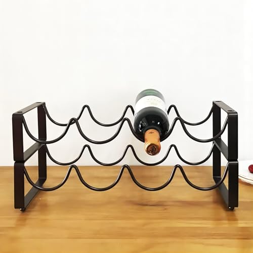 REDANT-2-Tier-Stackable-Wine-Rack-for-Countertop-Metal-Wine-Bottle-Holder-Small-Wine-Storage-Organizer-for-Inside-Cabinet-Kitchen-Bar-or-Dining-Room-Holds-8-Bottles-Bronze
