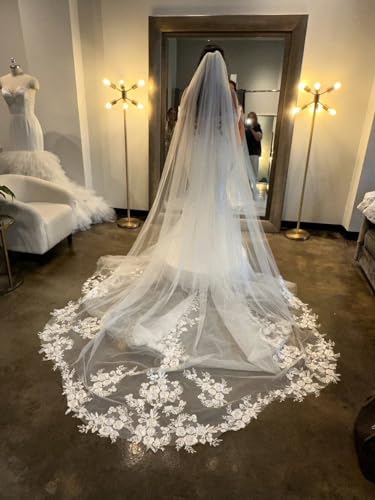 EllieWely Cathedral Length 1 Tier Lace Wedding Bridal Veil F132