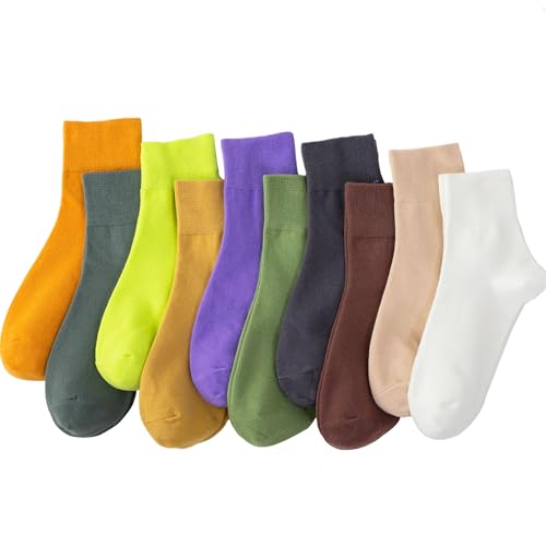 Image of HUGSWEET Thin Soft Cotton Crew Socks for Women Ankle above Bootie Socks Gifts for Women 5-10 Pairs