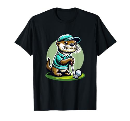Retired Otter Golfer On Golf Course With Golfclub T-Shirt