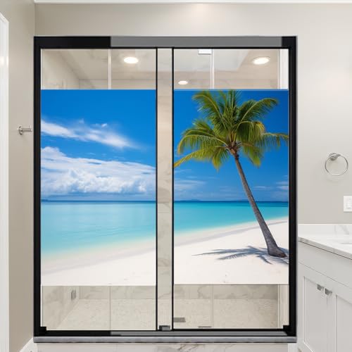 Vinilo adhesivo para ventana con diseño océano moderno 17.7x23.6 in x2 pcs miniatura 1