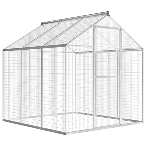 vidaXL Outdoor Aviary Multi Functions with Roof Garden Patio Bird Small Animals Perch Kennel House Cage Habitat Box Aluminium 72"x70.1"x76.4"