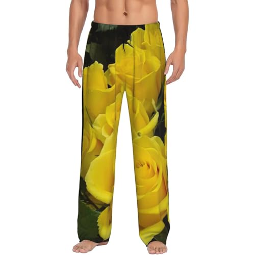Pantalon de pyjama pour homme imprimé roses jaunes EdWal premium