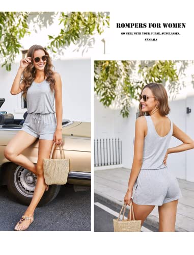 Image of ADOME Rompers for Women Summer Sleeveless Scoop Neck Tank Top Casual Short Jumpsuit Rompers with Pockets