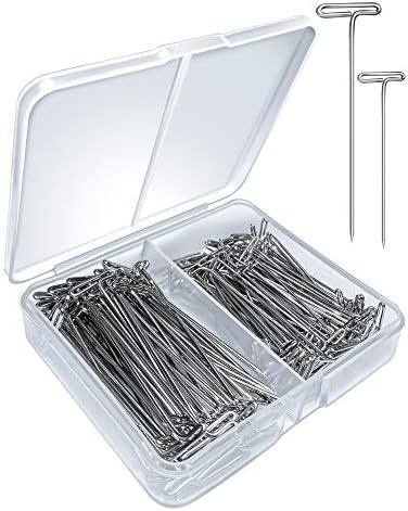 T Pins, 150 PCs T Shape Sewing Pins for Wigs and Crafts, Stainless Steel Push Pin Kit with Clear Box, Ideal for Knitting, Crocheting, Modelling and Office, 100 x 1-1/2 Inch and 50 x 2 Inch