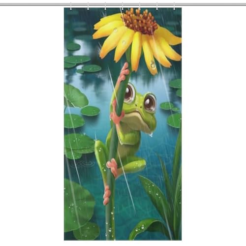 Rideau de douche grenouille polyester imperméable 92x183 cm avec anneaux