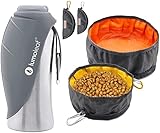 LumoLeaf Travel Dog Bowls and Water Bottle Pack, 2 Collapsible Dog Bowl 10 Cups and 8 Cups for Food or Water, 1 Portable Dog Water Bottle Dispenser