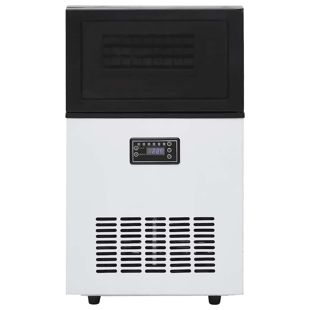 Máquina de hielo negra de acero inoxidable, 45 kg por 24 h, 36 cubos por ciclo, compresor, ventana transparente, para cocina, fiesta, verano, oficina y restaurante