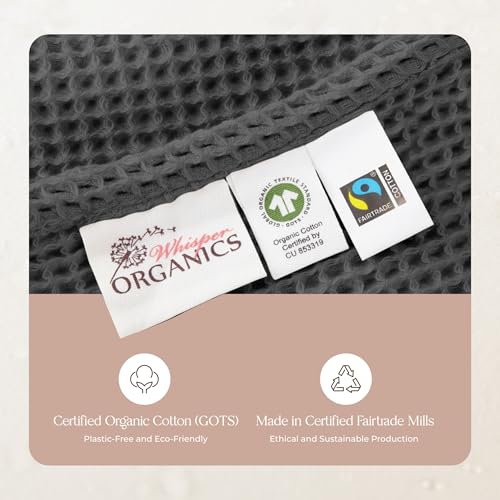 Image of 100% Organic Cotton Blanket - Soft Breathable Cotton Waffle Blanket Twin Size for All Seasons - Luxury 320GSM Cozy Warm Lightweight 100% Cotton Fairtrade Certified (60x90, Gray)