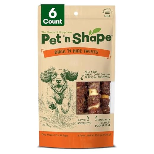 Pet 'n Shape Duck 'n Hide Twist - Duck Wrapped Rawhide Natural Dog Treats, Large, 6 Count