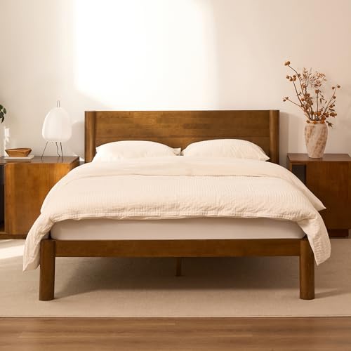 FLEXISPOT Japanese Joinery Bed Frame, Solid Rubberwood