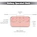 AYRELY Battery Operated Cordless Digital Alarm Clock with Date,Temperature,Smart Sensor Light,12/24Hr,Snooze for Bedrooms,Office,Heavy Sleepers,Kids,Girls (Pink)
