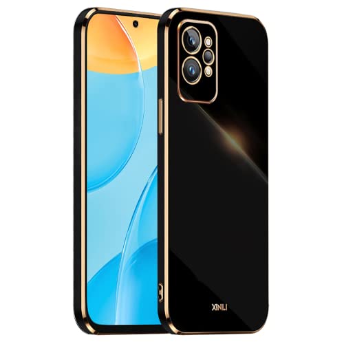 HONLEN Funda para Realme GT2 Pro (6.7" Inches), Carcasa de TPU de Silicona Suave, Diseño de Marco de Galvanoplastia - Negro