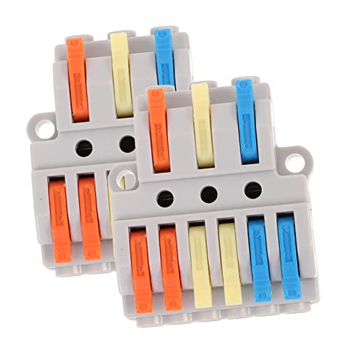 FUNOMOCYA Schnellverbinder 3 Eingänge 6 Ausgänge aus Nylon und Kupfer 0,08-40mm² Kompakte Elektrische Drahtverbinder 2 Stück 300v 32a ohne Verdrillen Plug And Play für Kfz Kabel
