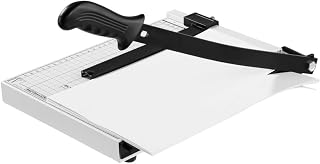 Cortador de papel de 12 pulgadas, recortadora de guillotina con capacidad de 10 hojas, hoja de seguridad resistente, barra guía y cerradura para el hogar y la oficina