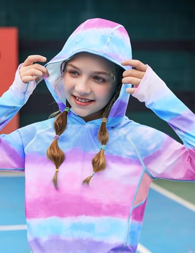 Zaclotre Kids UPF 50+ Sun Shirt Girls Quick Dry Sun Protection Clothing Athletic Hoodie with Thumbholes4