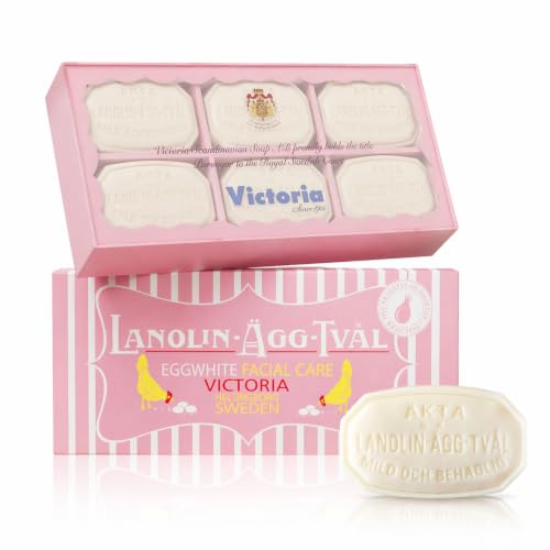 VICTORIA Egg White Rose Face Soap, Face Soap for Dry Skin, 1.76 oz 6 Bars