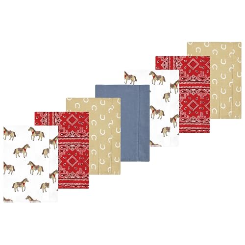 Image of Luvable Friends Hudson Baby Flannel Burp Cloths 7pk, Western Cowboy