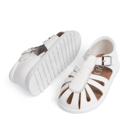 Image of QIY Toddler Girl Sandals Little Kids Summer Dress Shoes Open Toe Flats Princess Sandals for School Beach Party