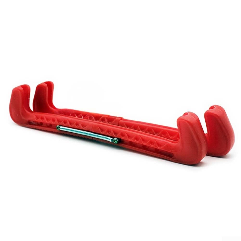 Jotekonoby Hard Guards Figure Skates Adjustable Ice Skate Guards With Metal Spring,For Figure And Hockey Skates Silica Gel Protectors For Off-Ice Training And Storage(Red)