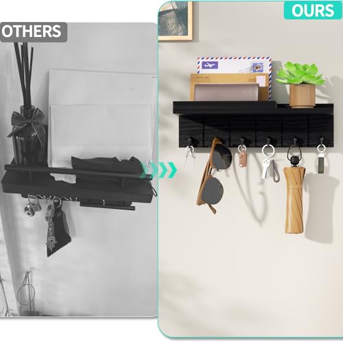 HapiRm Key Holder for Wall - Wooden Key Hooks Wall Mounted with 6 Hooks, Key Rack with Storage Shelf for Mail, Phone, Small Decor, Ideal for Entryway, Office, and Hallway - Cosy Home Interiors HapiRm Key Holder for Wall - Wooden Key Hooks Wall Mounted with 6 Hooks, Key Rack with Storage Shelf for Mail, Phone, Small Decor, Ideal for Entryway, Office, and Hallway - Image 3