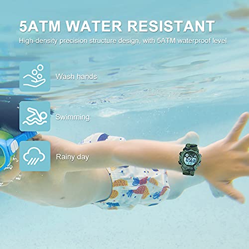 Image of GOLDEN HOUR Watches for Kids Digital Sport Waterproof Boys Girls Watch Outdoor 12 /24 H Alarm EL Backlight Stopwatch Military Child Wristwatch Ages 3-15