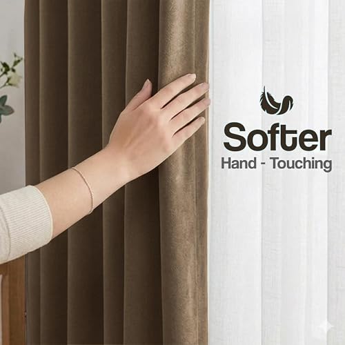 Image of FRESH FROM LOOM 8 ft Blackout Parde | 8 ft Door Curtains for Slider Track | Non-Ring Curtains | S-Wave Pleat | | Non-Ring Curtains | S-Wave Pleat | Door parda | Parde (Brown | 8 Ft Long, 2pc)