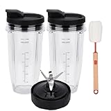 24oz (2 packs) Blender Cup with To-Go Lids Replacement Compatible with Ninja - 7 Fins Extractor Blade BL2012,BL2013,BL480-30,BL642-30,BN801, NN100,BL487-30,BL487A-30,BL488W-30D,BN400,BN401