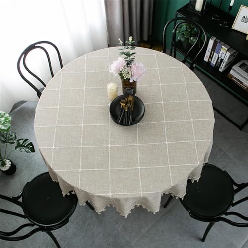 Nappe ronde 220cm jacquard café clair grand diamètre tissu anti-tache - 3