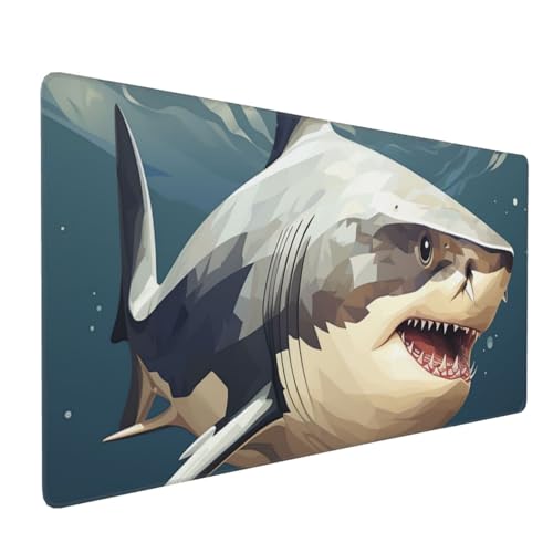 Tapis de souris de jeu requin grand format 40,6x90,2 cm imperméable pour PC