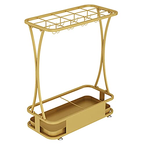 Soportes para paraguas de metal dorado Times con bandeja extraíble