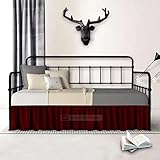 Twin Daybed Skirt 12 Inch Drop - Dust Ruffle Bed Skirt for Daybeds - Three Side Coverage - Daybed Skirt for Twin Size Bed with Split Corners (Burgundy, Twin- 12' Drop)