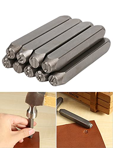 YKLP 1/4" Metal Number Stamps Set, 6mm Steel Number Punch DIY Tool for Leather, Brass, Aluminum, Mild Steel 9Pcs(0-9) - Image 5
