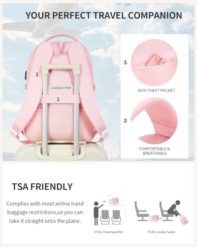 Image of Cute School Backpack for Teen Girls, 3Pcs Kids Bookbag with Lunch Box Pencil Pouch for Elementary Middle High School College, Water Resistant Laptop Backpacks Back to School Gift, Pink Tartan