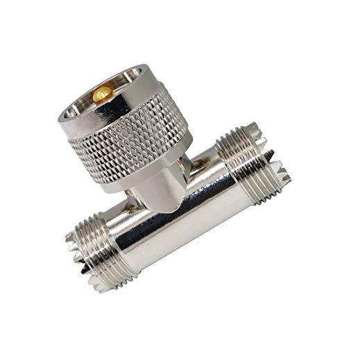 image for QMseller UHF Male to UHF Female Tee Connectors, PL259 Tee Coaxial Cabl