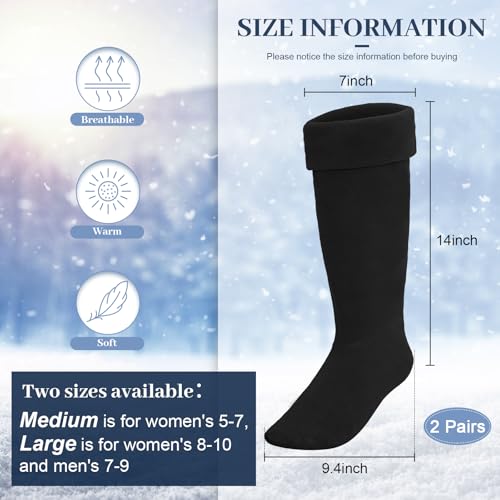 Image of Hercicy Hunting Boots Socks Rain Boot Liners Stitch Cable Snow Warm Fleece Socks for Hiking Outdoor