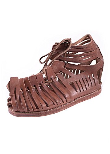 Image of AnNafi Mens Gladiator Leather Sandal | Roman Centurian Brown Caligae|Medieval Greek Soldier Sandles| Ancient Costume footwear