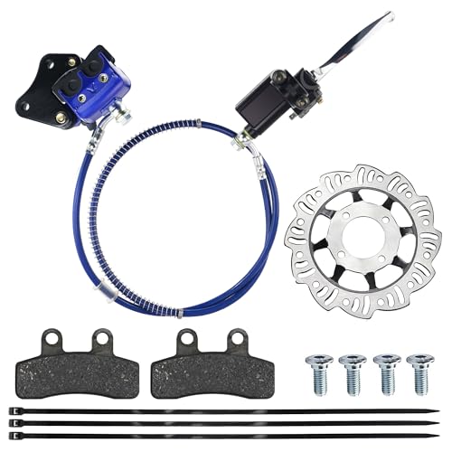 PRO BAT Front Disc Brake Master Cylinder Caliper + Front Disc Brake Plate Replacement + Brake Pad Assembly for 50cc 70cc 90cc SSR 110cc 125cc Atomik SSR Apollo Chinese Dirt Bike Pit Bike, Blue