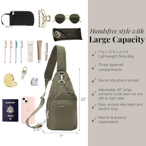 Image of Baggallini Women's Central Park Sling 12 inchx7 inch Crossbody Bag W /Convertible Adjustable Shoulder Strap