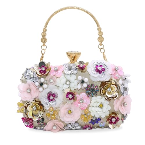 Sac à main pour femme fleur avec bandoulière réglable et double poignée supérieure