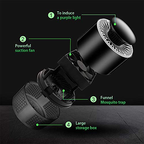 Image of Owme USB UV Mosquito Killer Lamp - Indoor Bug Zapper Trap with Quiet Fan Suction, Chemical-Free Mosquito Catcher for Home, Bedroom, Office & Kitchen (Round Black)