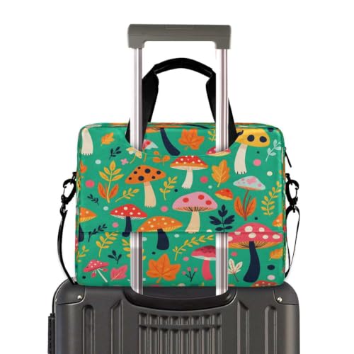 Maletín de portátil con correa acolchada ergonómica, motivos de setas y bolsillo de accesorios 4